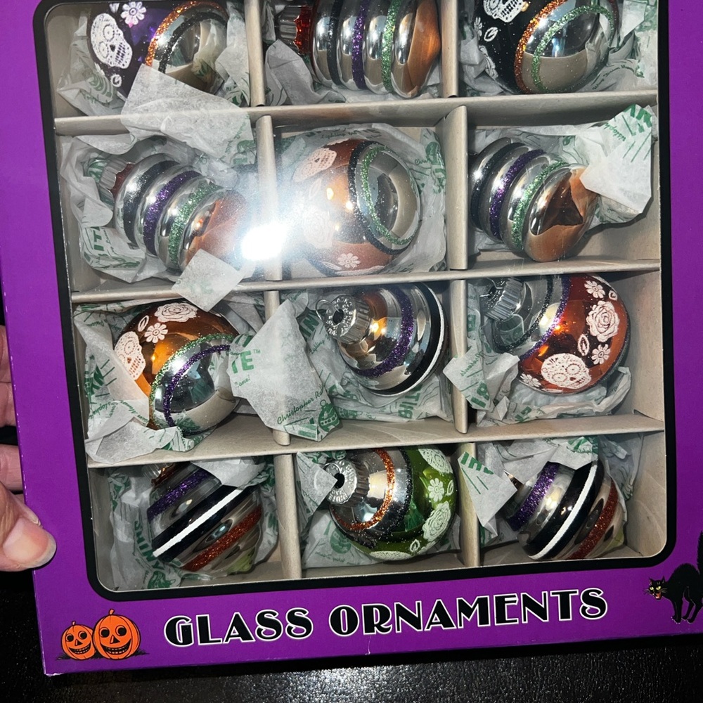 SHINY BRITE HALLOWEEN Glass Ornaments Set Small Bulbs